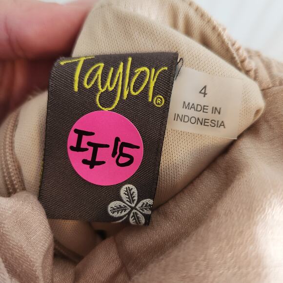 Taylor Women's Size 4 Maxi Thin Strap Back Tie Farmers Market Dress Tan‎ New - Picture 8 of 8